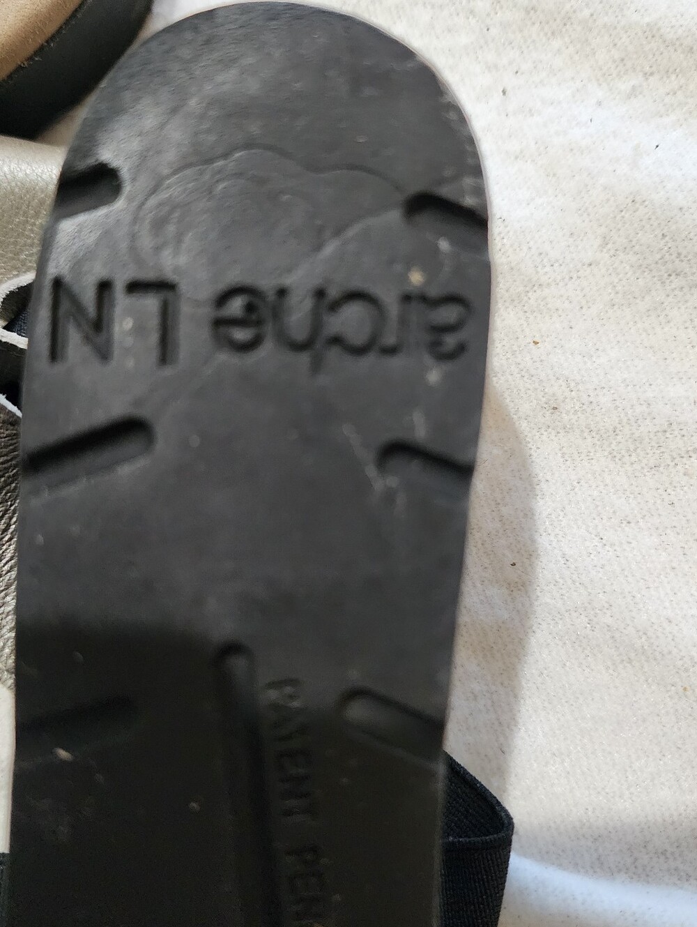 Arche Satia Leather Silver and Black Wedge Sandals with Elastic Cross Straps - Picture 6 of 10